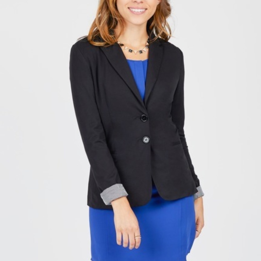 Noir Two Button Knit Blazer